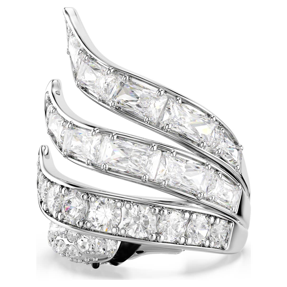 Vienna Cocktailring, Verschiedene Schliffe, Schwan, WeiÃŸ, Rhodiniert Unisex 55-60