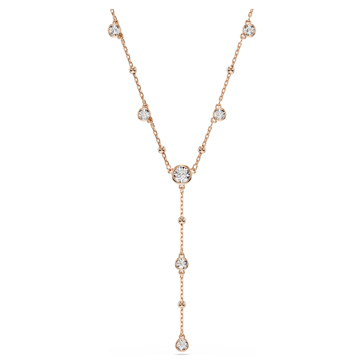 Swarovski Imber Y Necklace  Round Cut  White  18K Rose Gold Finish