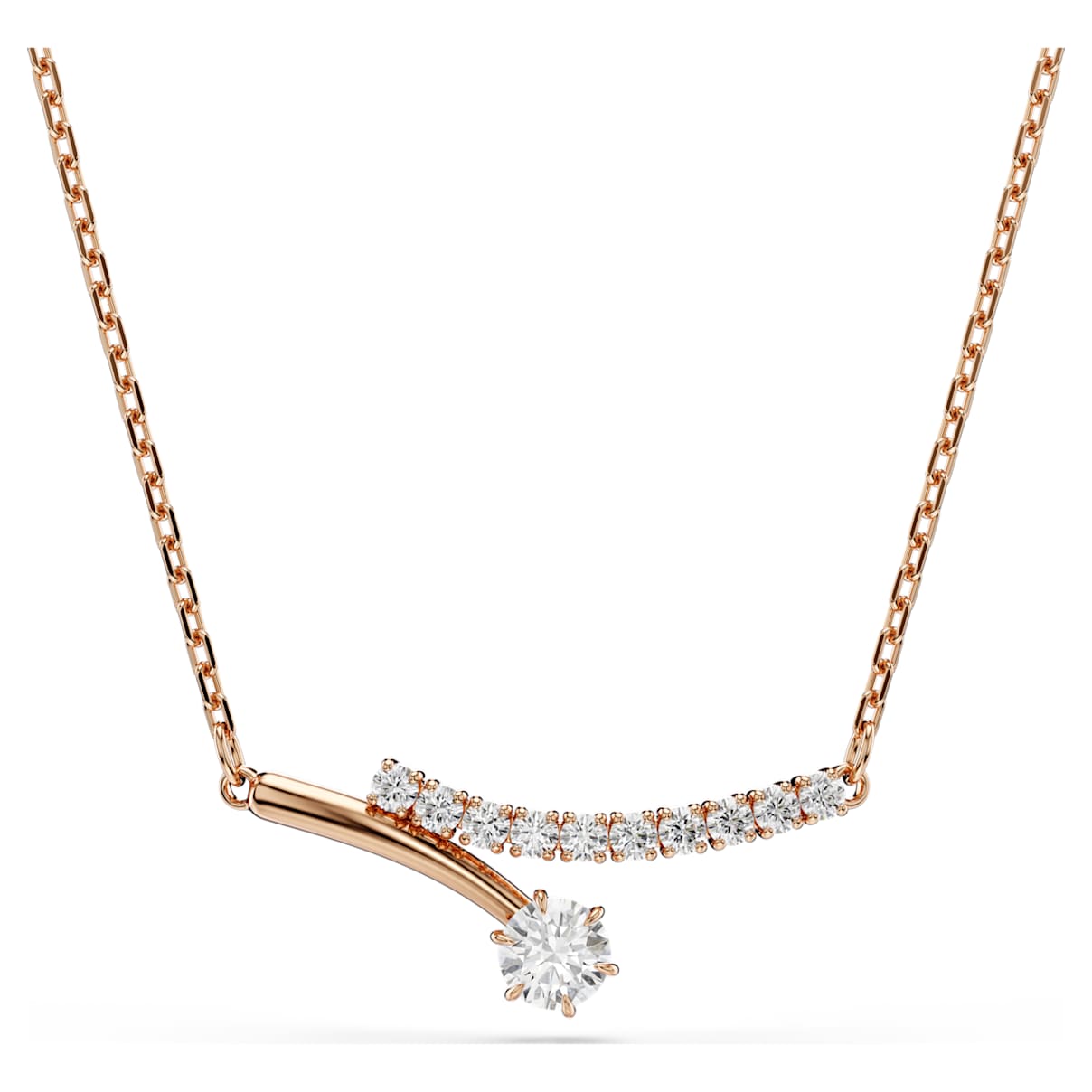 Matrix Halskette, Rundschliff, Weiß, 18K roségoldbeschichtet Unisex OS