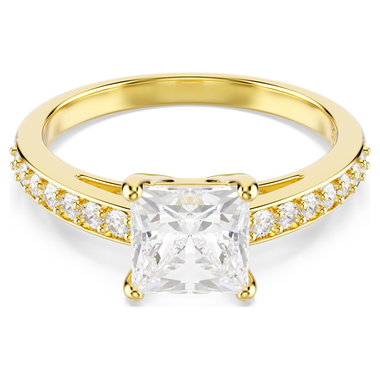 Attract Ring, Kissenschliff, Pavé, Weiß, 18K goldbeschichtet Unisex 55