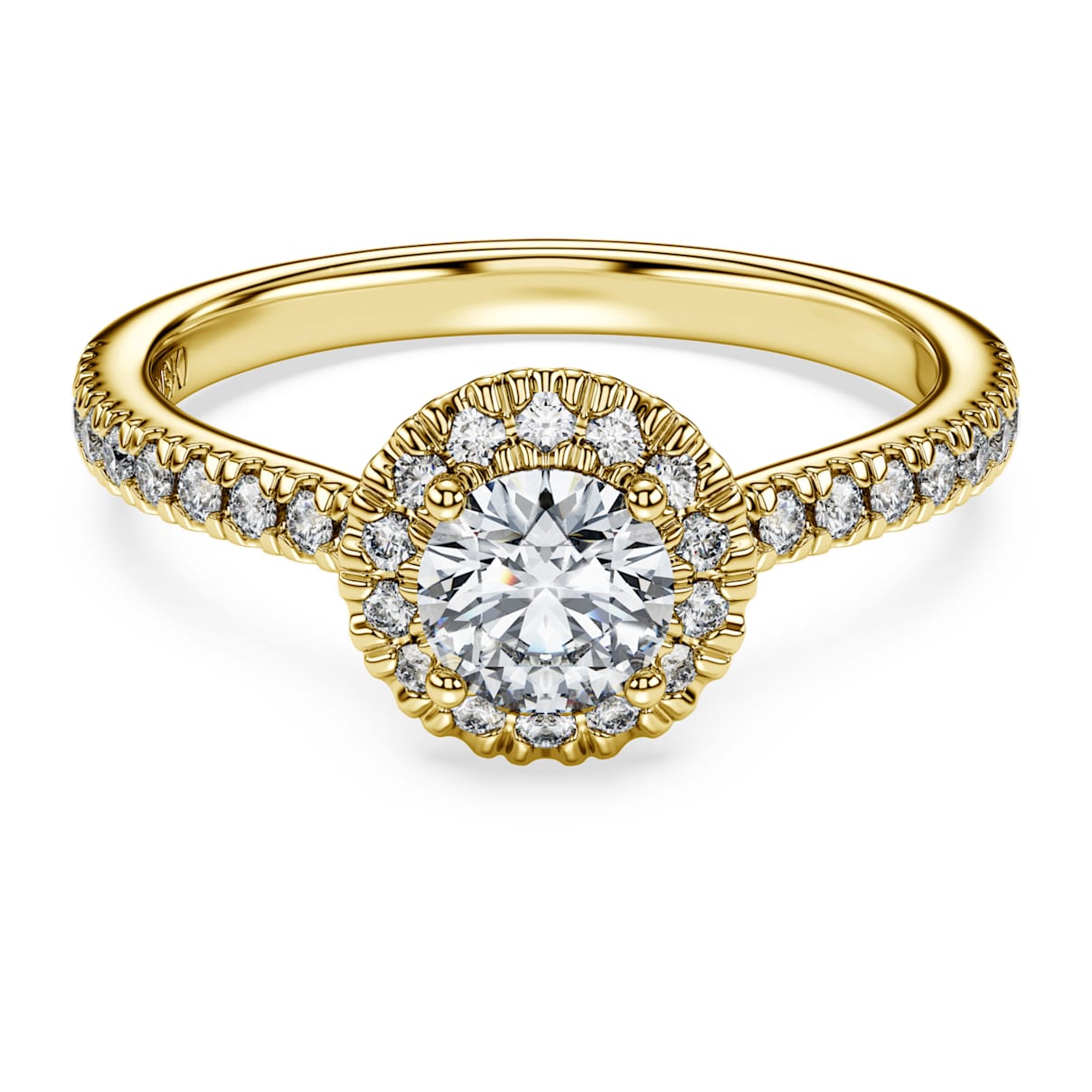Anello solitario halo Eternity, Diamanti creati in laboratorio 0,8 ct tw, Forma rotonda, Oro giallo 18 K 52
