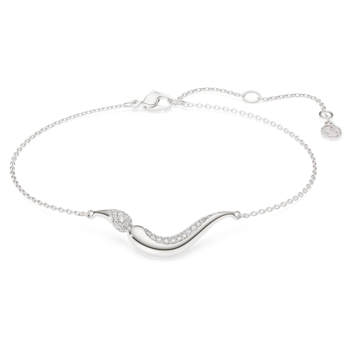 Pulsera Swarovski Classica, Talla redonda, Blanca, Plata de ley
