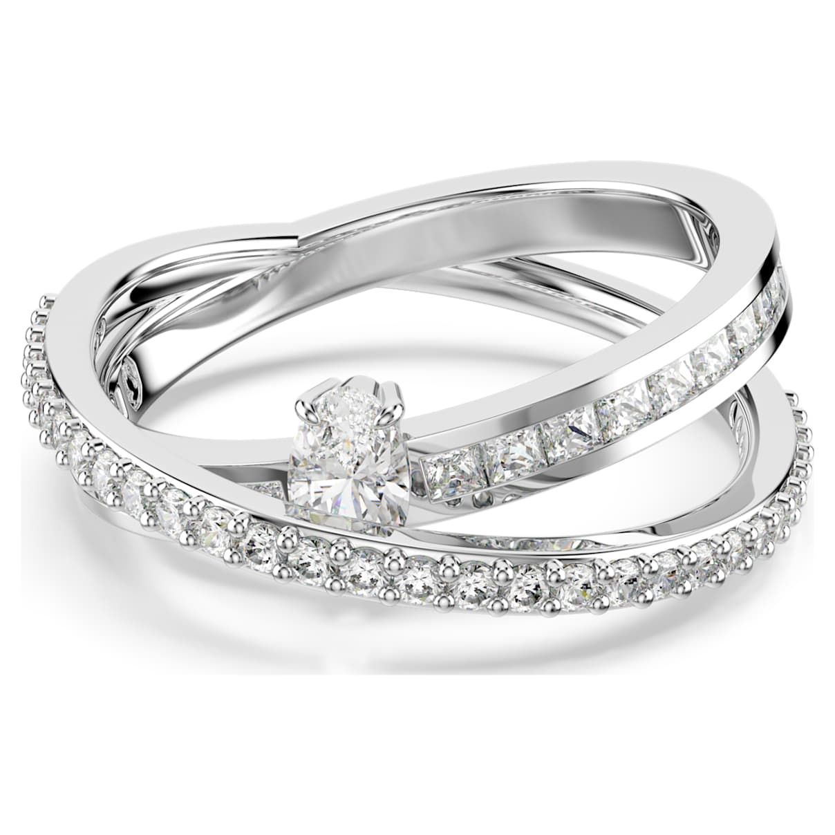 Anillo Hyperbola, Tallas mixtas, Blanco, Baño de rodio