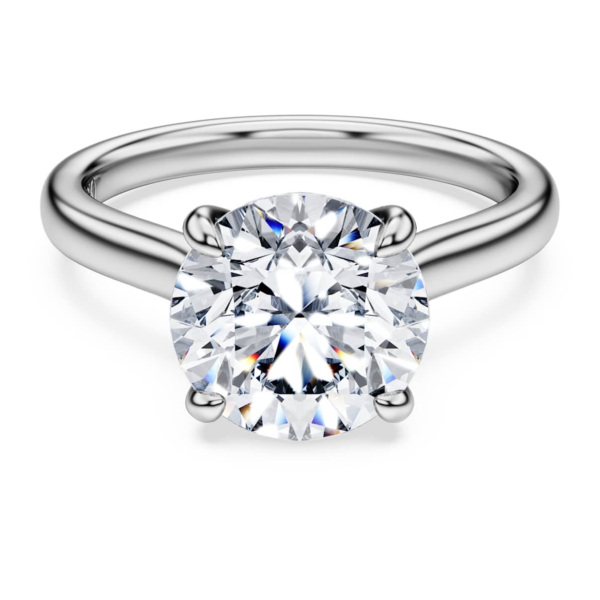 Anillo solitario Eternity, Diamantes creados en laboratorio (peso total de 3 quilate), Forma redonda, Oro blanco de 18 quilates