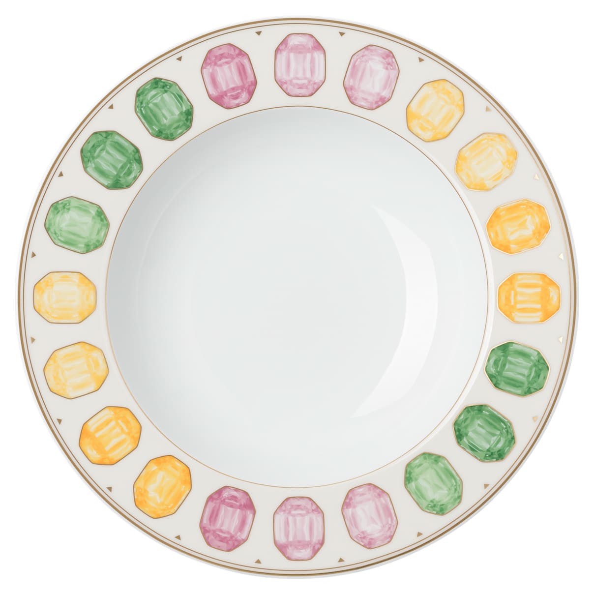 Plato hondo Idyllia, Porcelana, Motivo de impresión de cristal, gema, Multicolor