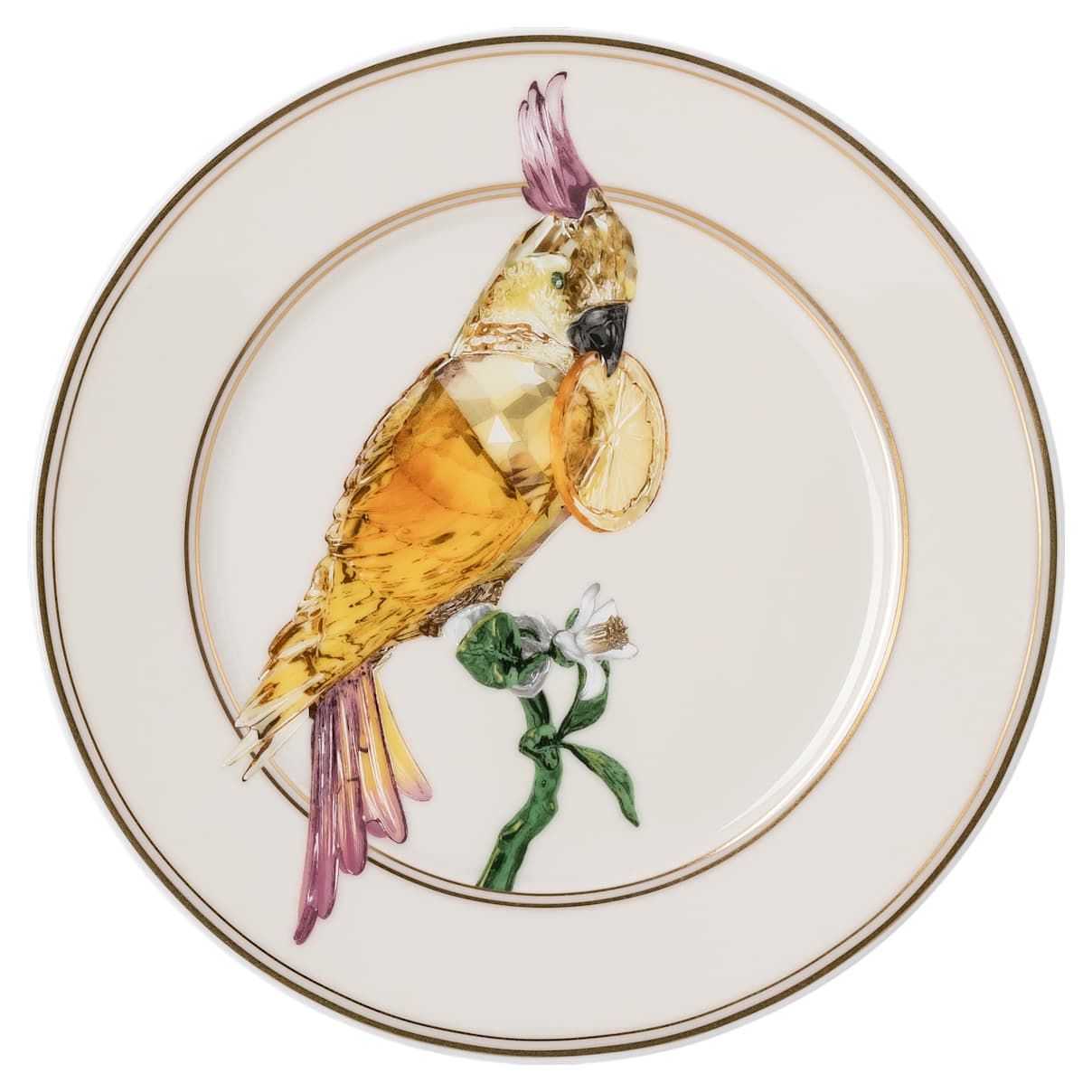 Plato de pan Idyllia, Porcelana, Motivo de impresión de cristal, cacatúa, Multicolor