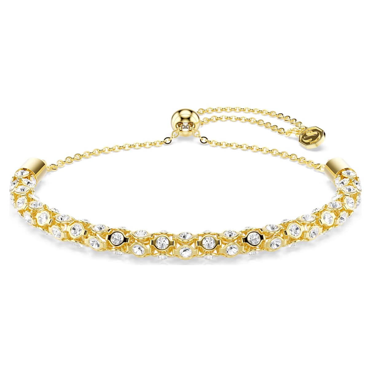 Pulsera Dextera, Talla redonda, Blanca, Acabado en oro de 18 quilates