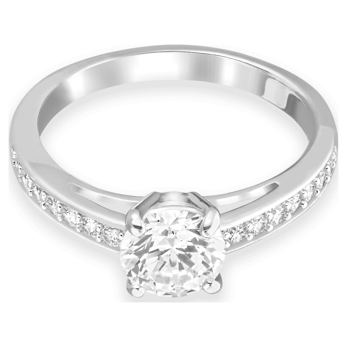 

Swarovski Attract ring, Round cut, Pavé, White, Rhodium plated