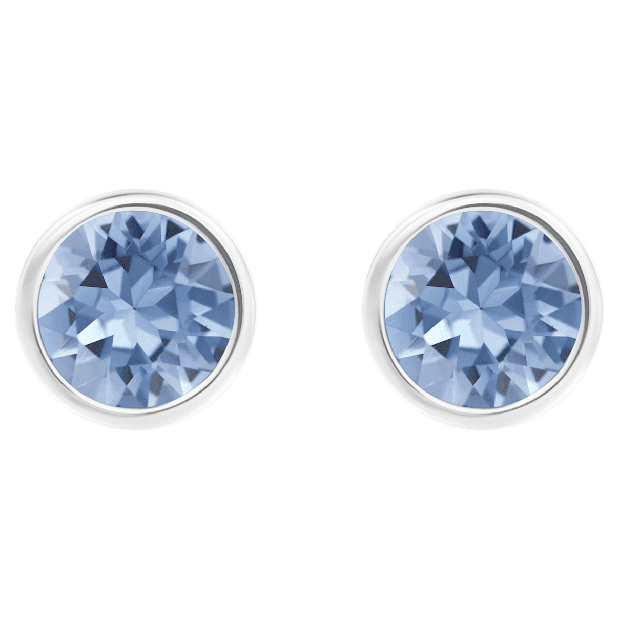 

Swarovski Solitaire 耳钉, 圆形切割, 蓝色, 镀铑