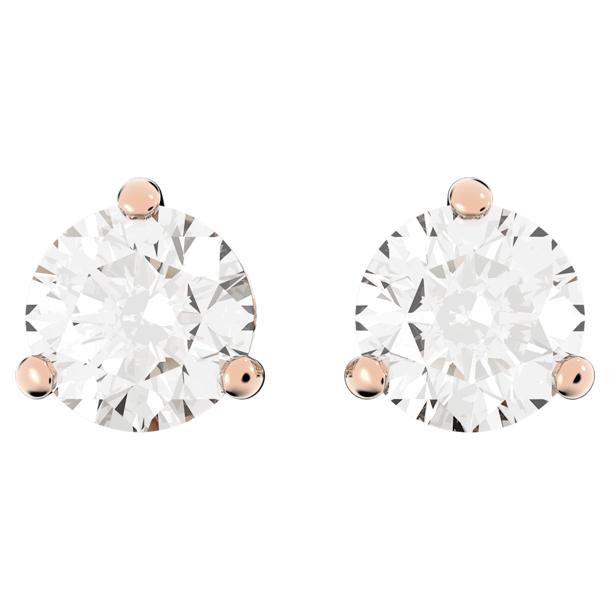 

Swarovski Solitaire stud earrings, Round cut, White, Rose gold-tone plated