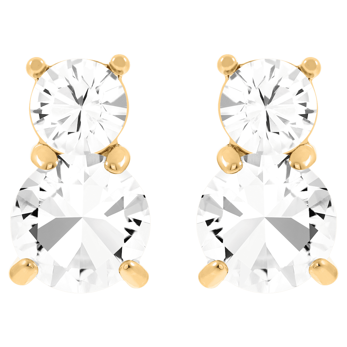 

Swarovski Solitaire 耳钉, 圆形切割, 白色, 镀金色调