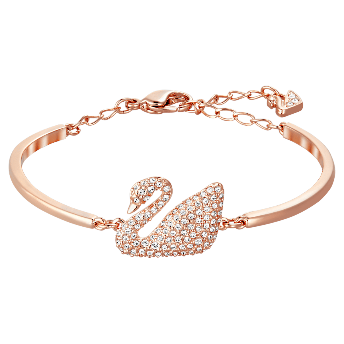 

Swarovski Swan bangle, Swan, White, Rose gold-tone plated
