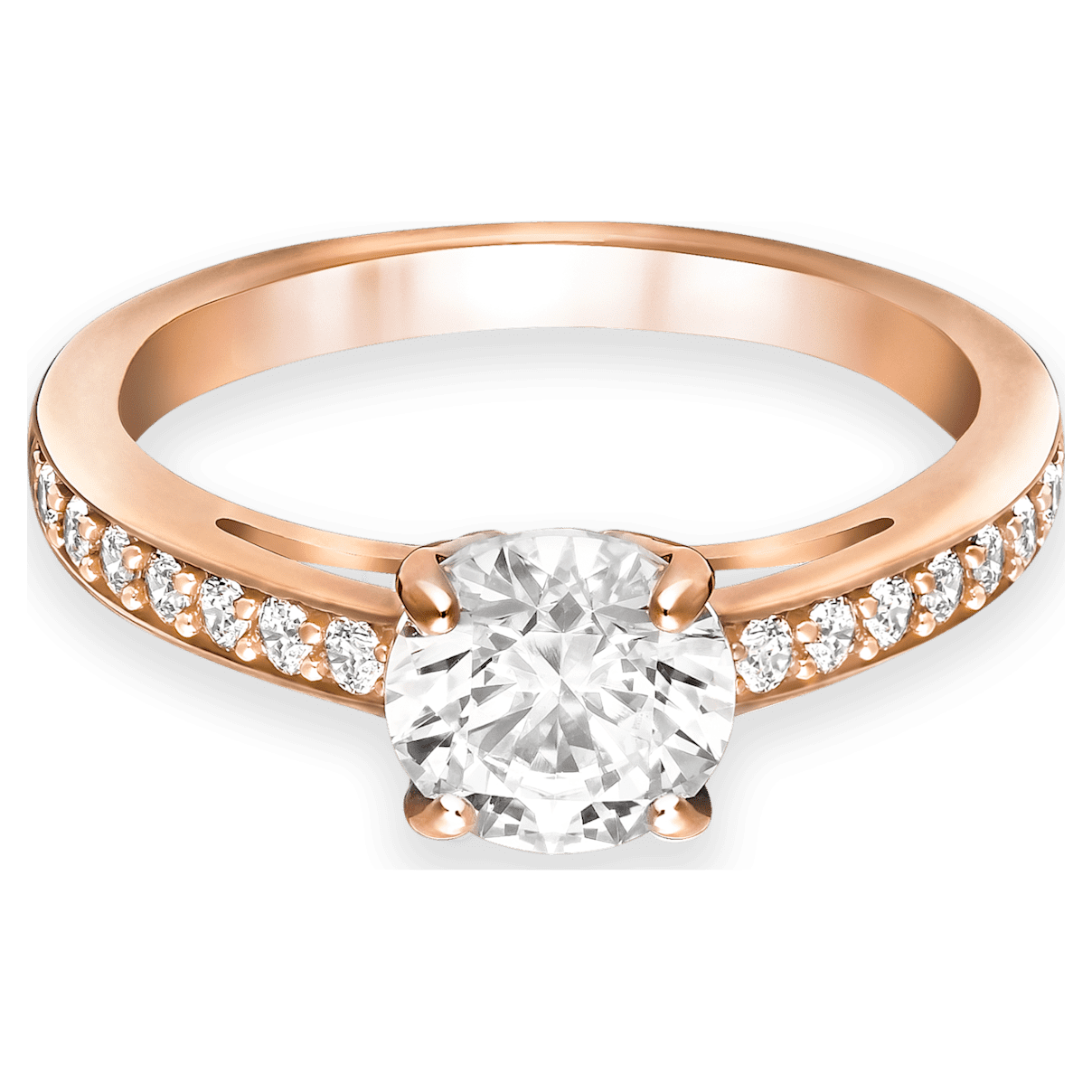 

Swarovski Attract ring, Round cut, Pavé, White, Rose gold-tone plated