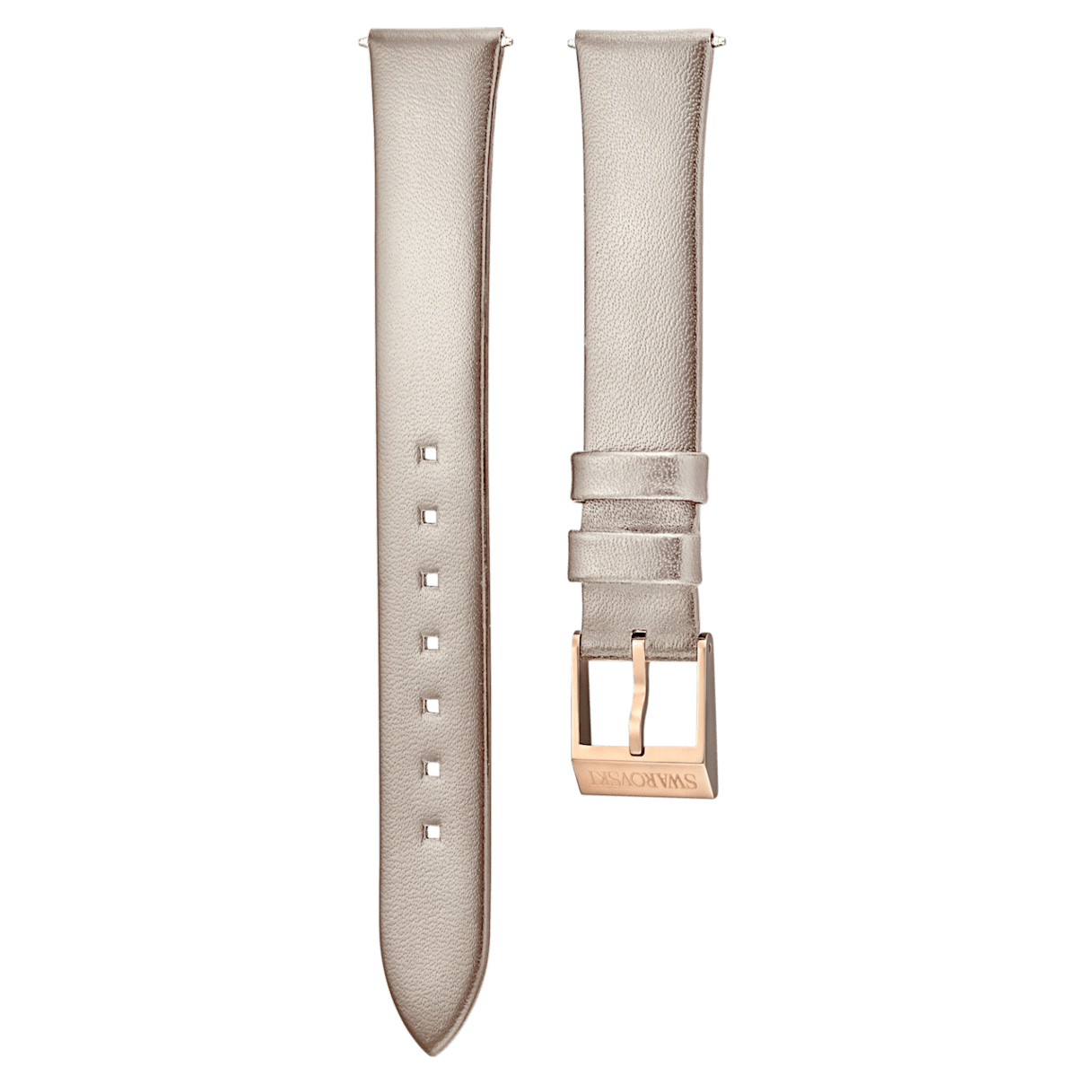 

Swarovski Correa de reloj 12mm, Piel, Gris claro, Baño tono oro rosa