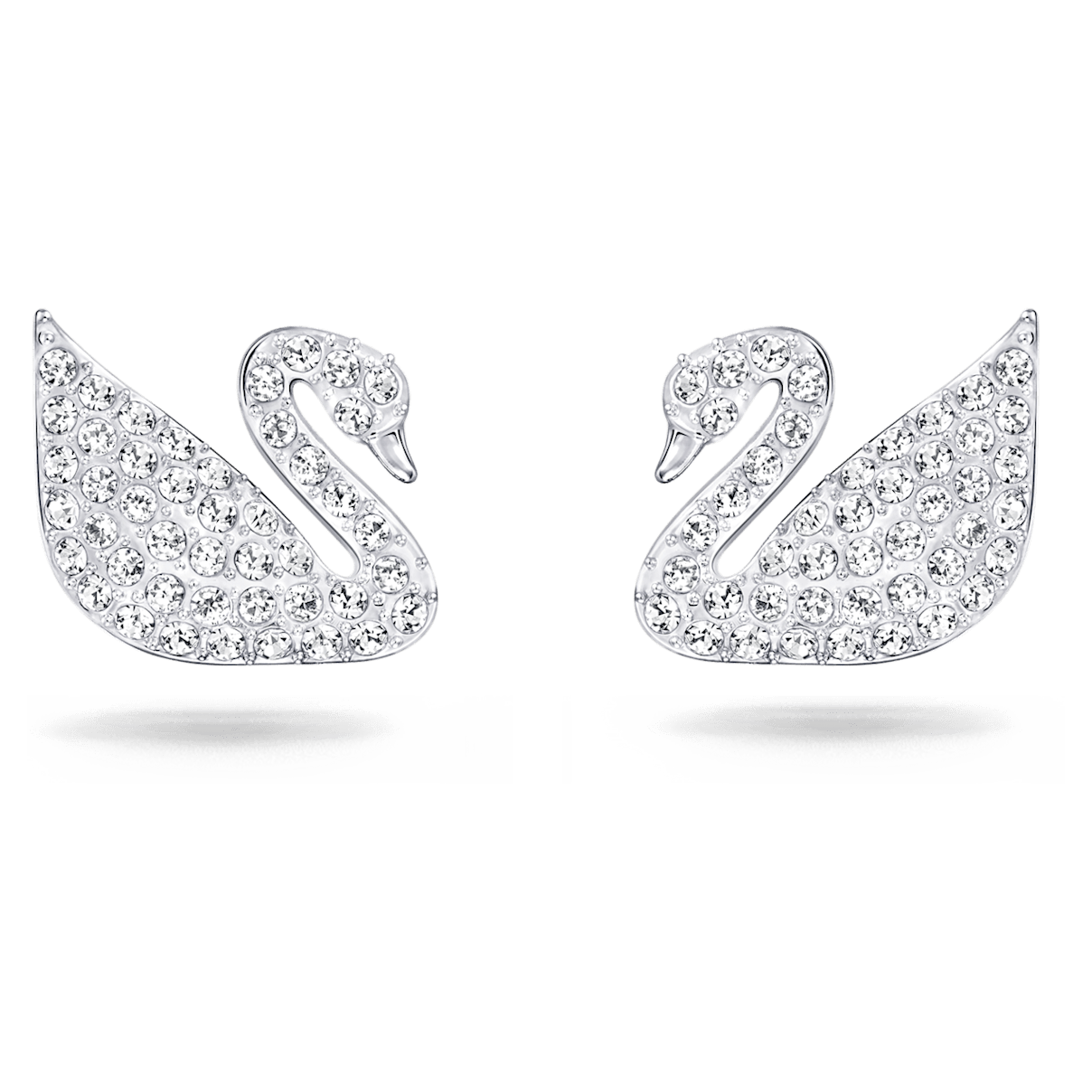 

Swarovski Swan Pavé 耳钉, 天鹅, 白色, 镀铑