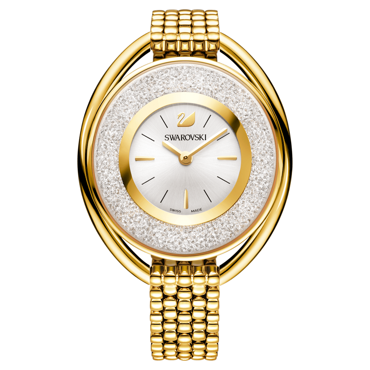 

Swarovski Crystalline Oval watch, Metal bracelet, Gold tone, Gold-tone finish