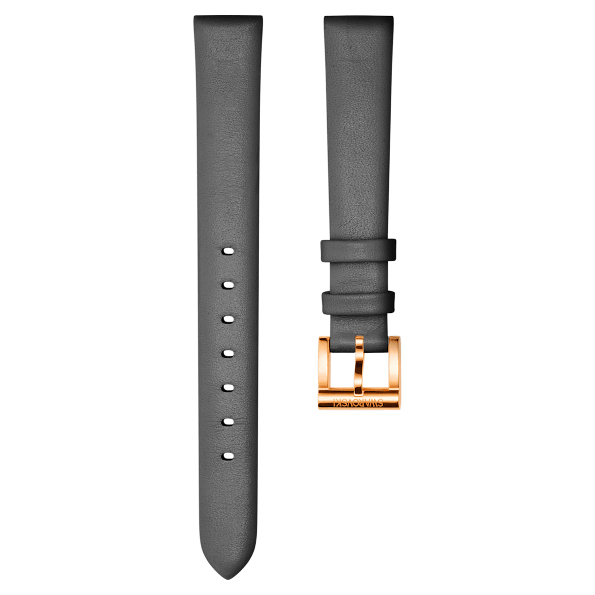 

Swarovski Cinturino per orologio 12mm, Pelle, Grigio, Placcato color oro rosa