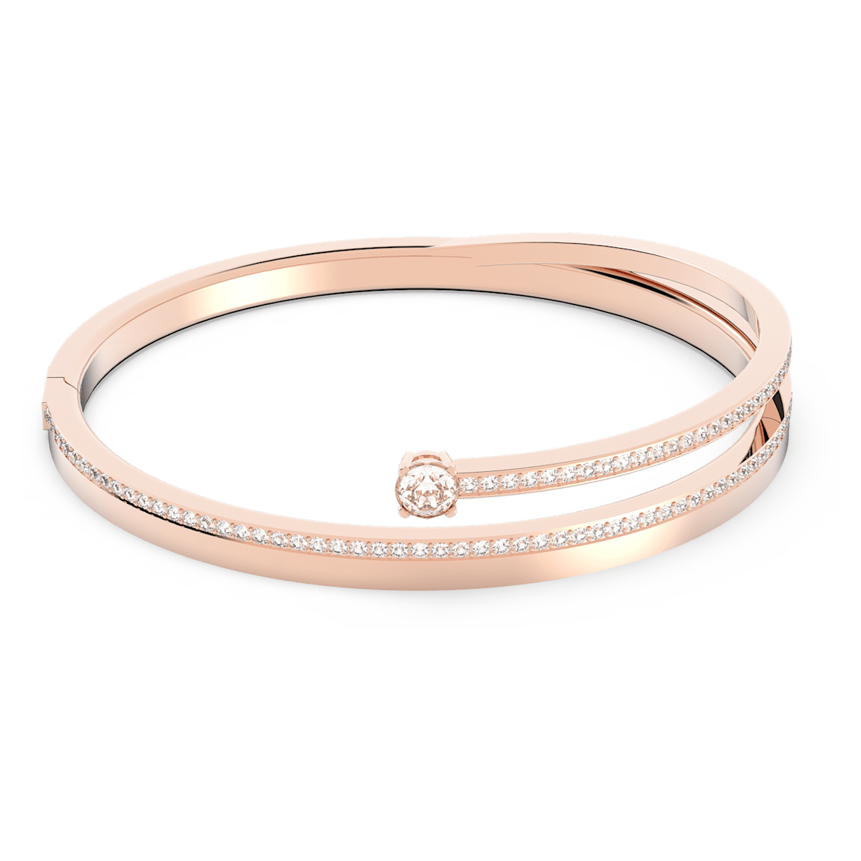 

Swarovski Fresh bangle, Round cut, White, Rose gold-tone plated