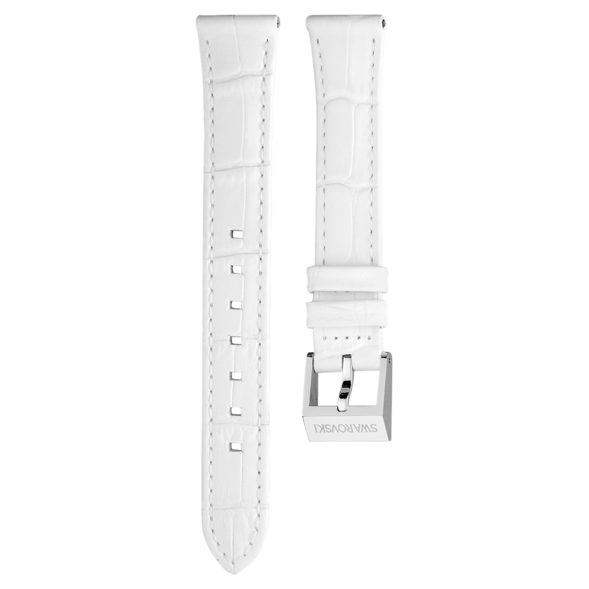 

Swarovski 14mm Uhrenarmband, Leder mit Ziernähten, Weiß, Edelstahl