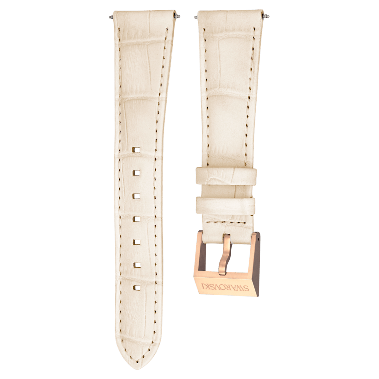 

Swarovski Cinturino per orologio 18mm, Pelle con impunture, Beige, Placcato color oro rosa