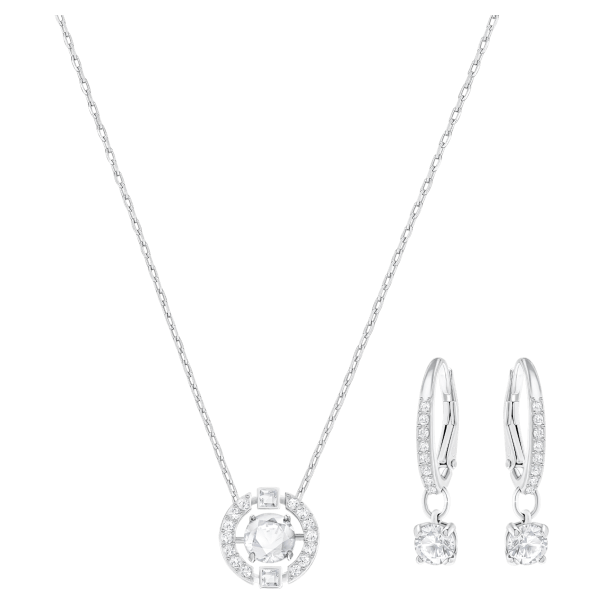 

Swarovski Sparkling Dance 套装, 圆形切割, 小码, 白色, 镀铑