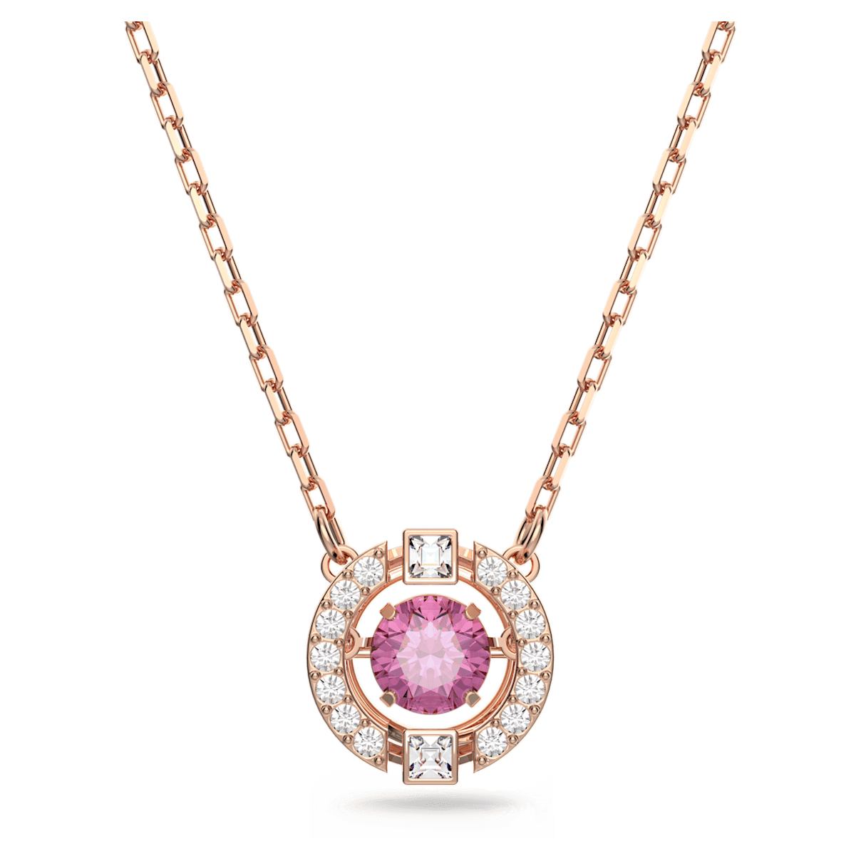 

Swarovski Sparkling Dance 项链, 圆形切割, 红色, 镀玫瑰金色调