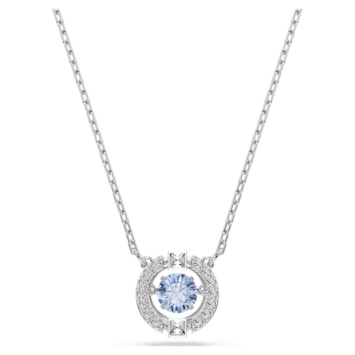 

Swarovski Sparkling Dance 项链, 圆形切割, 蓝色, 镀铑