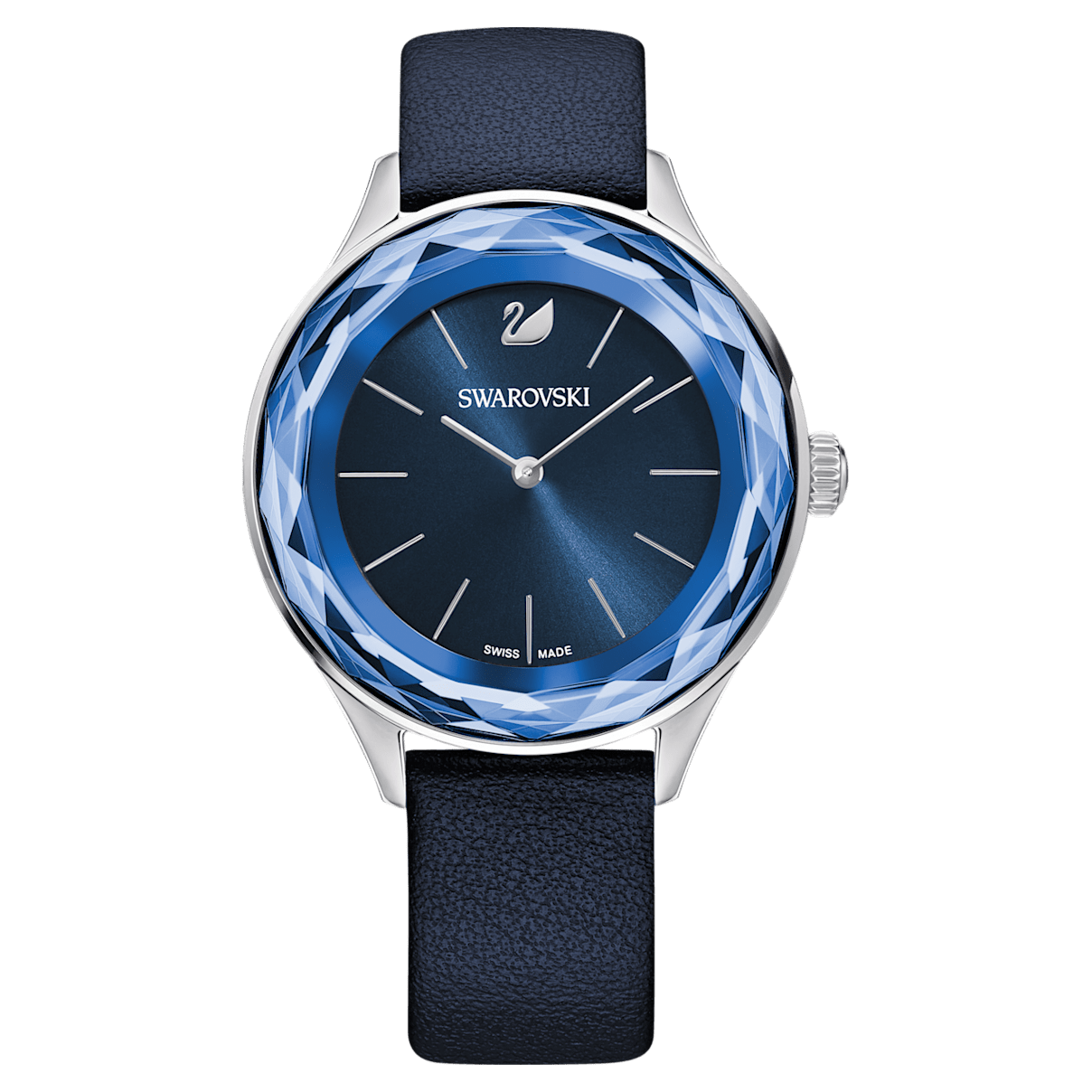 

Swarovski Octea Nova watch, Leather strap, Blue, Stainless steel