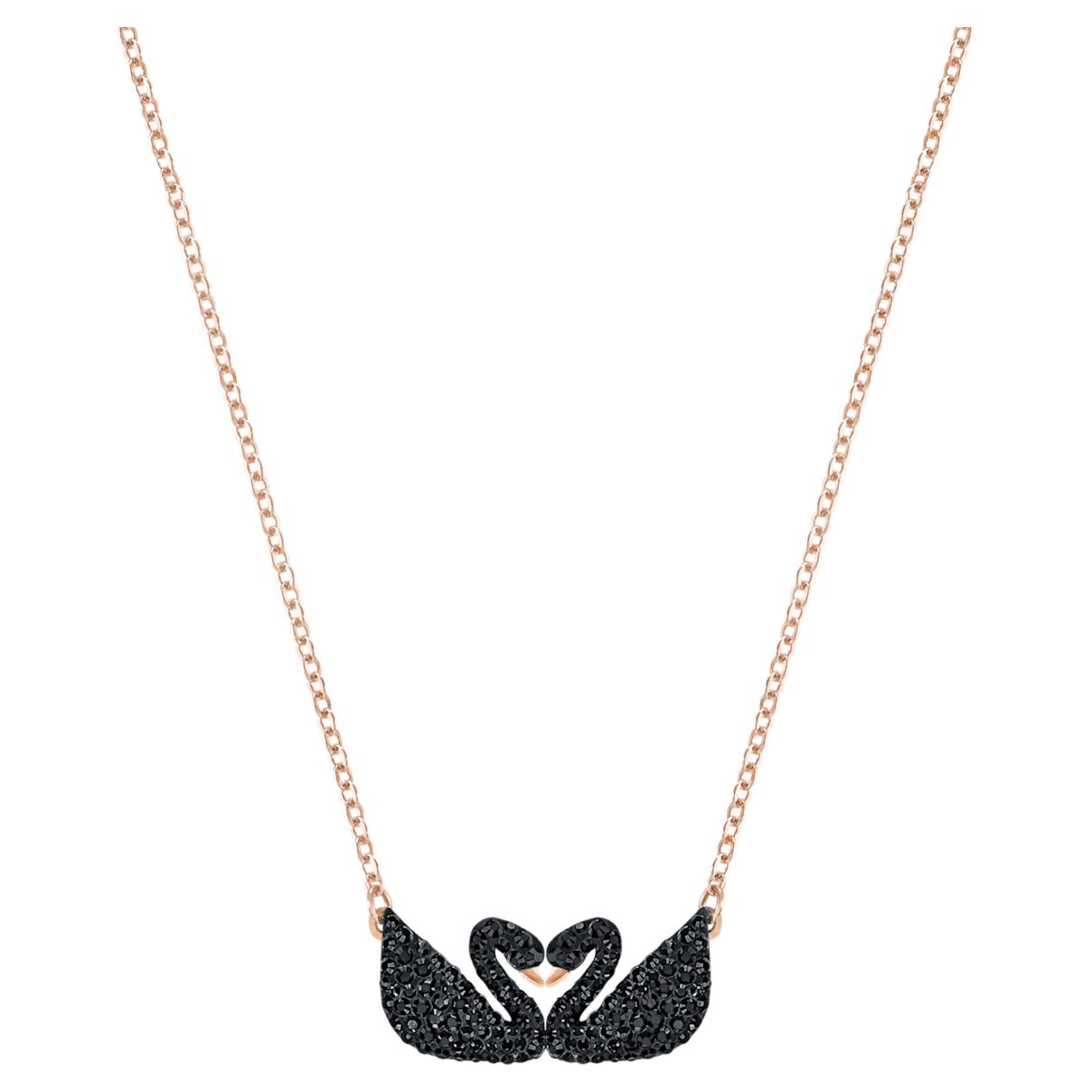 

Swarovski Iconic Swan ネックレス, スワン, ブラック, ローズゴールドトーン・プレーティング