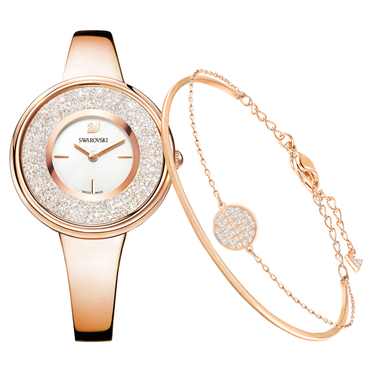 

Swarovski Crystalline Pure Set, White, Rose gold tone