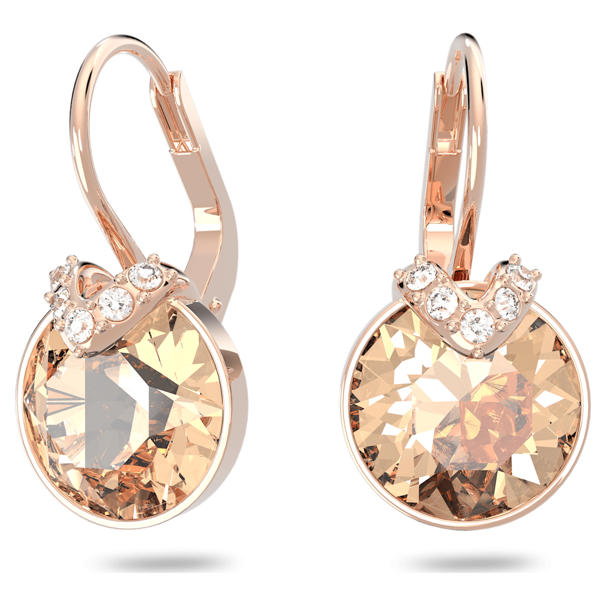 

Swarovski Bella V 水滴形耳环, 圆形切割, 粉红色, 镀玫瑰金色调