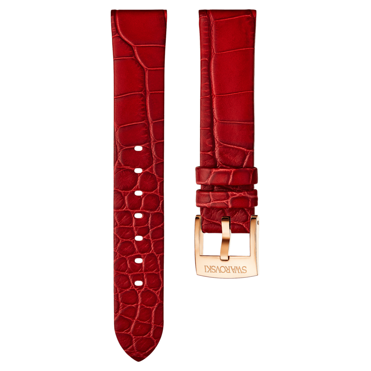 

Swarovski Bracelet de montre 18mm, Cuir, Rouge, Placage de ton or rosé