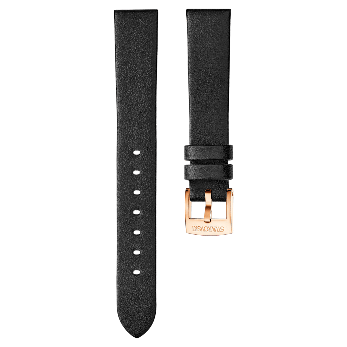 

Swarovski Pasek do zegarka 16mm, Skóra, Czarny, Powłoka w odcieniu różowego złota