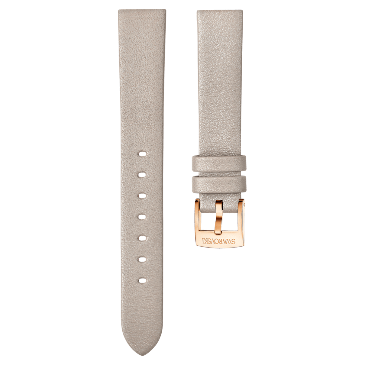

Swarovski Bracelet de montre 16mm, Cuir, Gris clair, Placage de ton or rosé