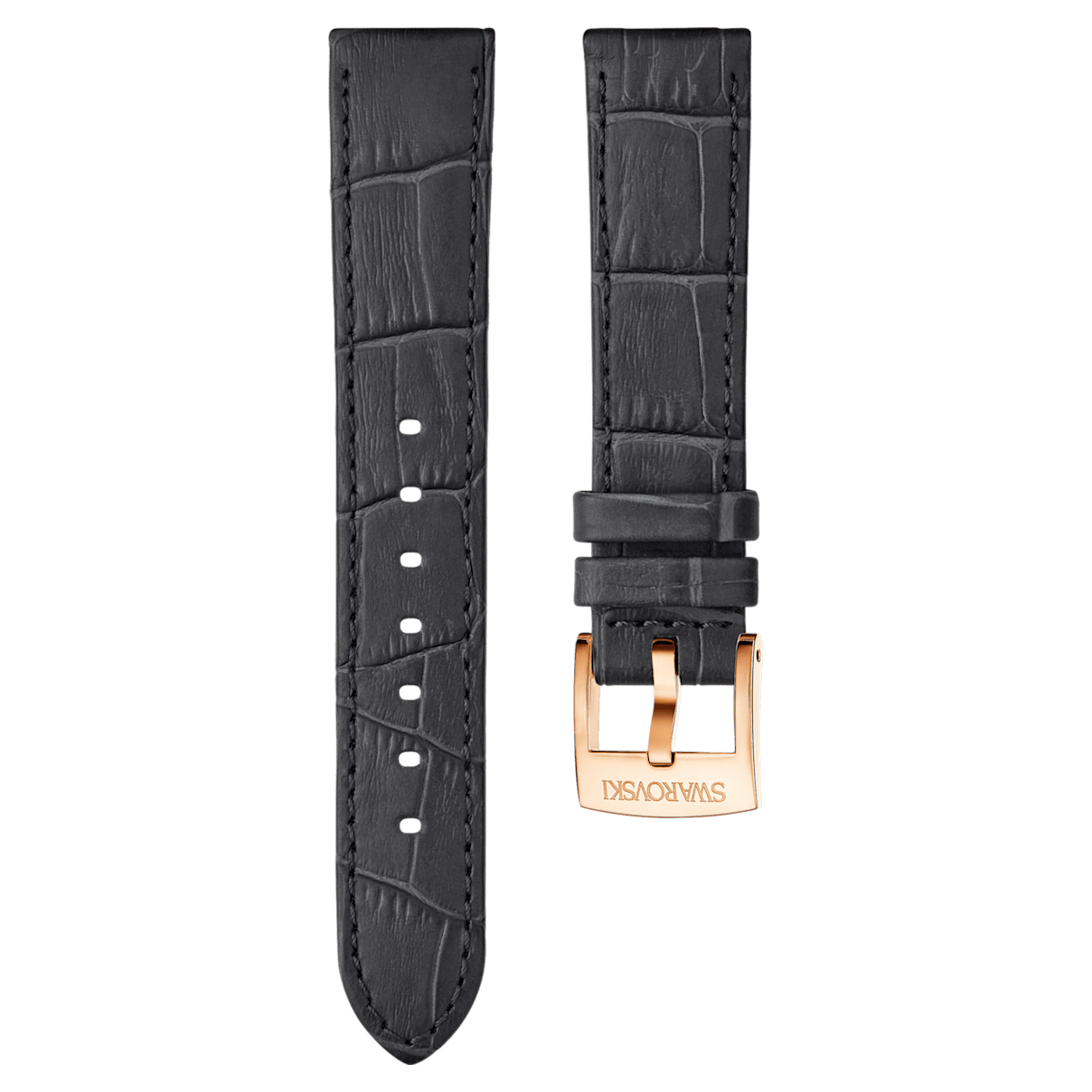 

Swarovski Bracelet de montre 18mm, Cuir avec coutures, Gris, Placage de ton or rosé