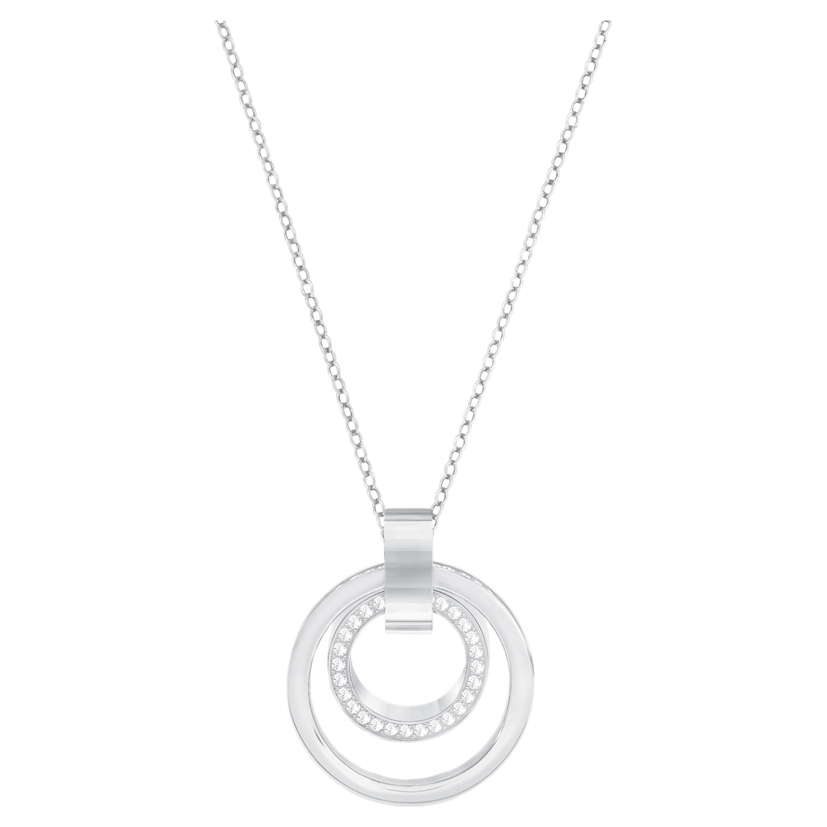 

Swarovski Hollow pendant, Round shape, White, Rhodium plated