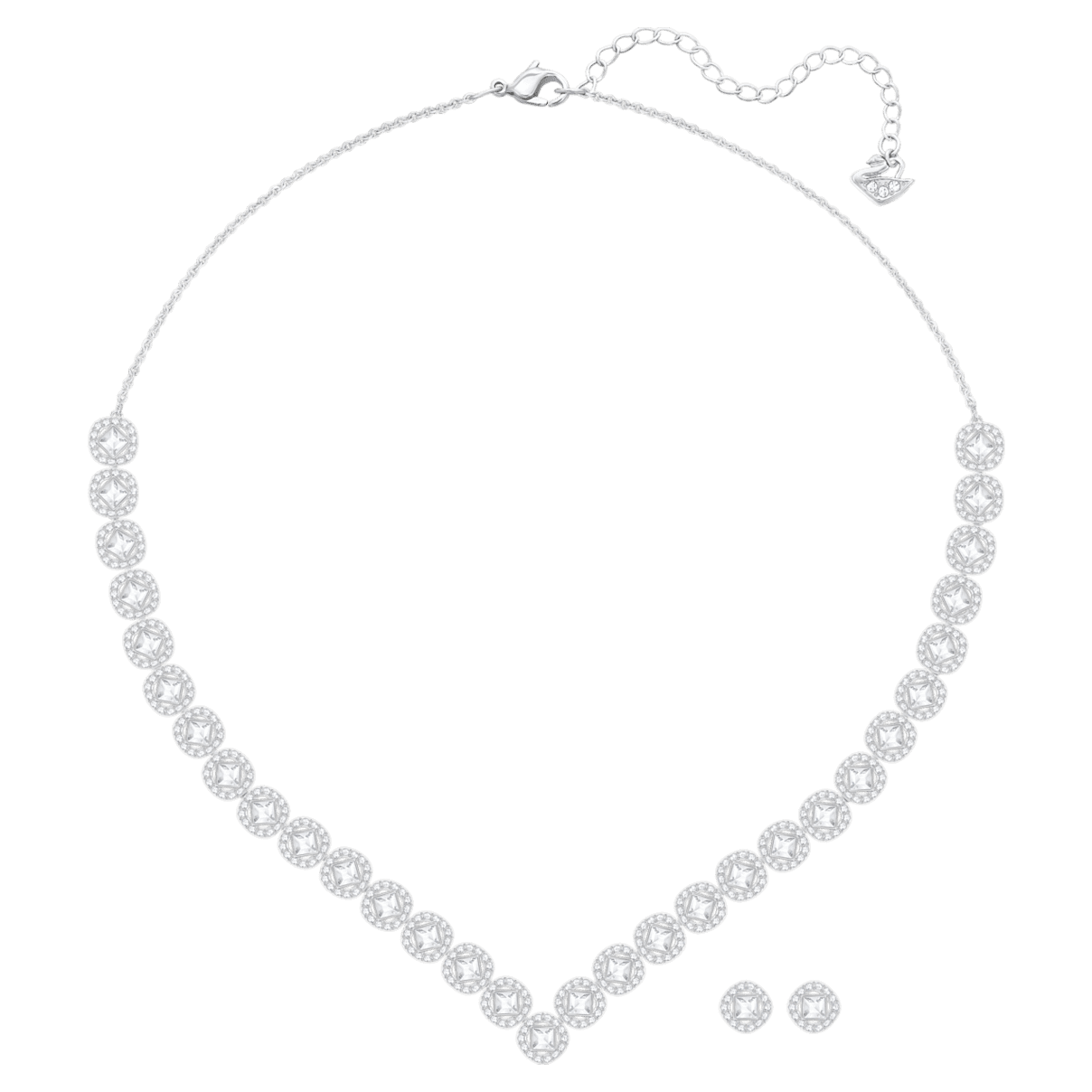 

Swarovski Angelic 套装, 方形切割，密镶, 白色, 镀铑