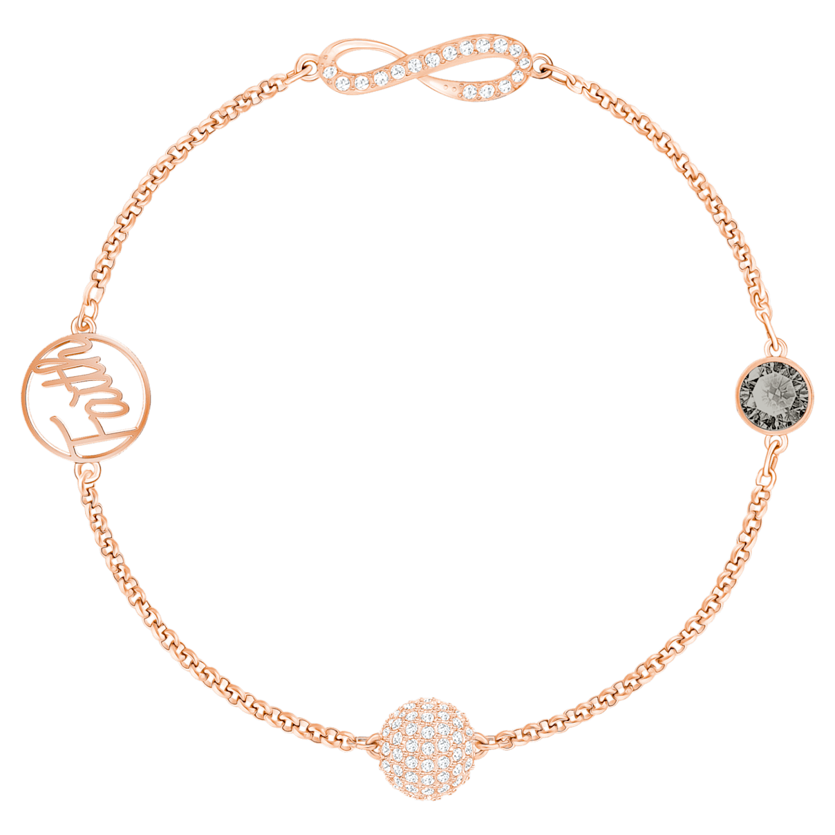 

Swarovski Remix Collection Strand, 磁扣, Infinity, 黑色, 镀玫瑰金色调