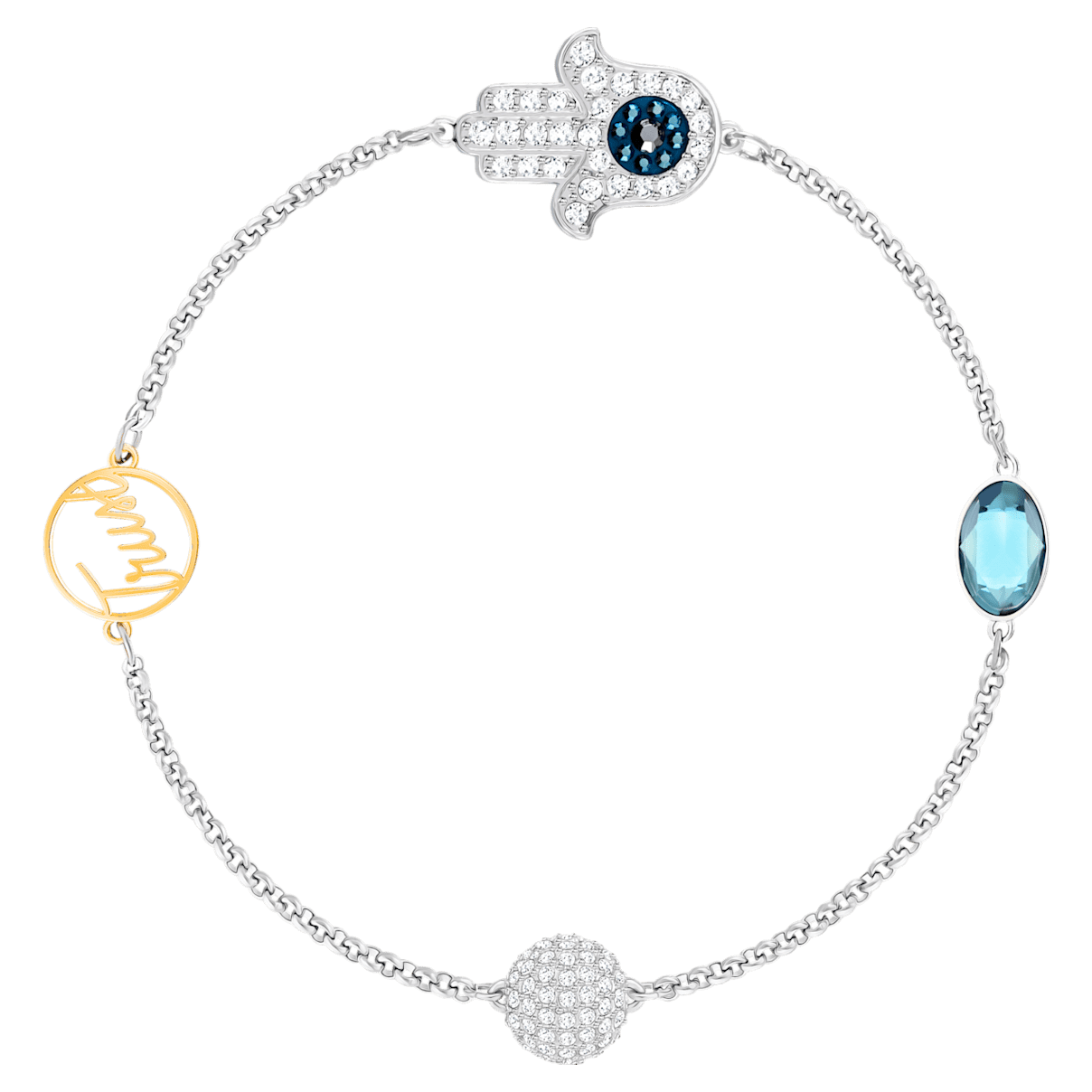 

Swarovski Łańcuszek z motywem dłoni Hamsa z kolekcji Remix, niebieski, różnobarwne metale