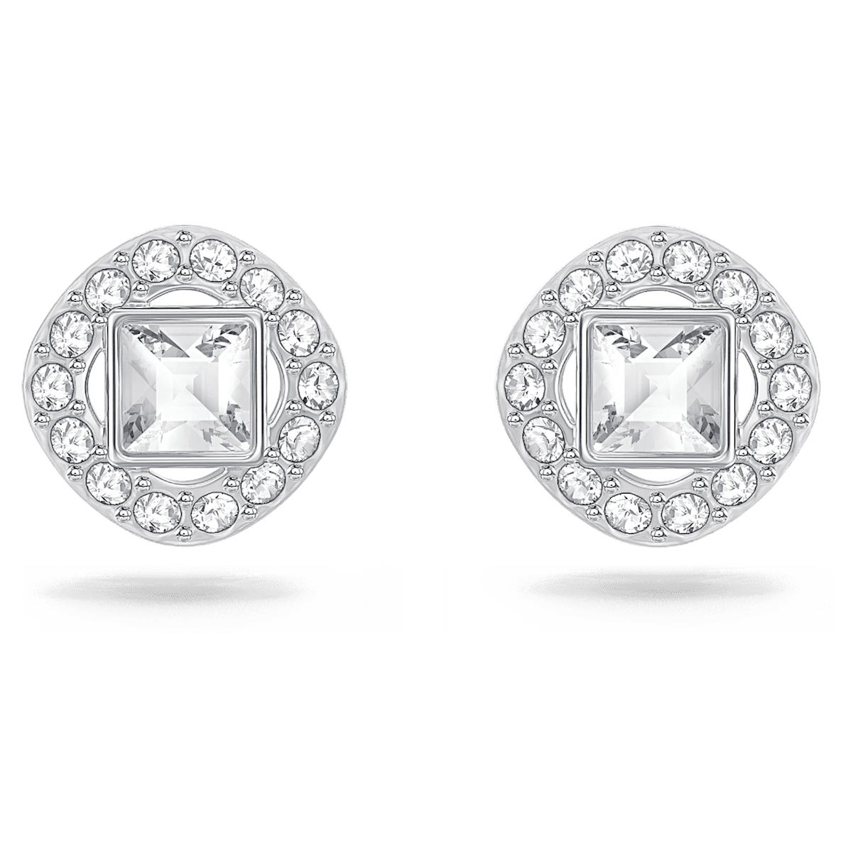 

Swarovski Angelic 穿孔耳环, 正方形切割, 白色, 鍍白金色