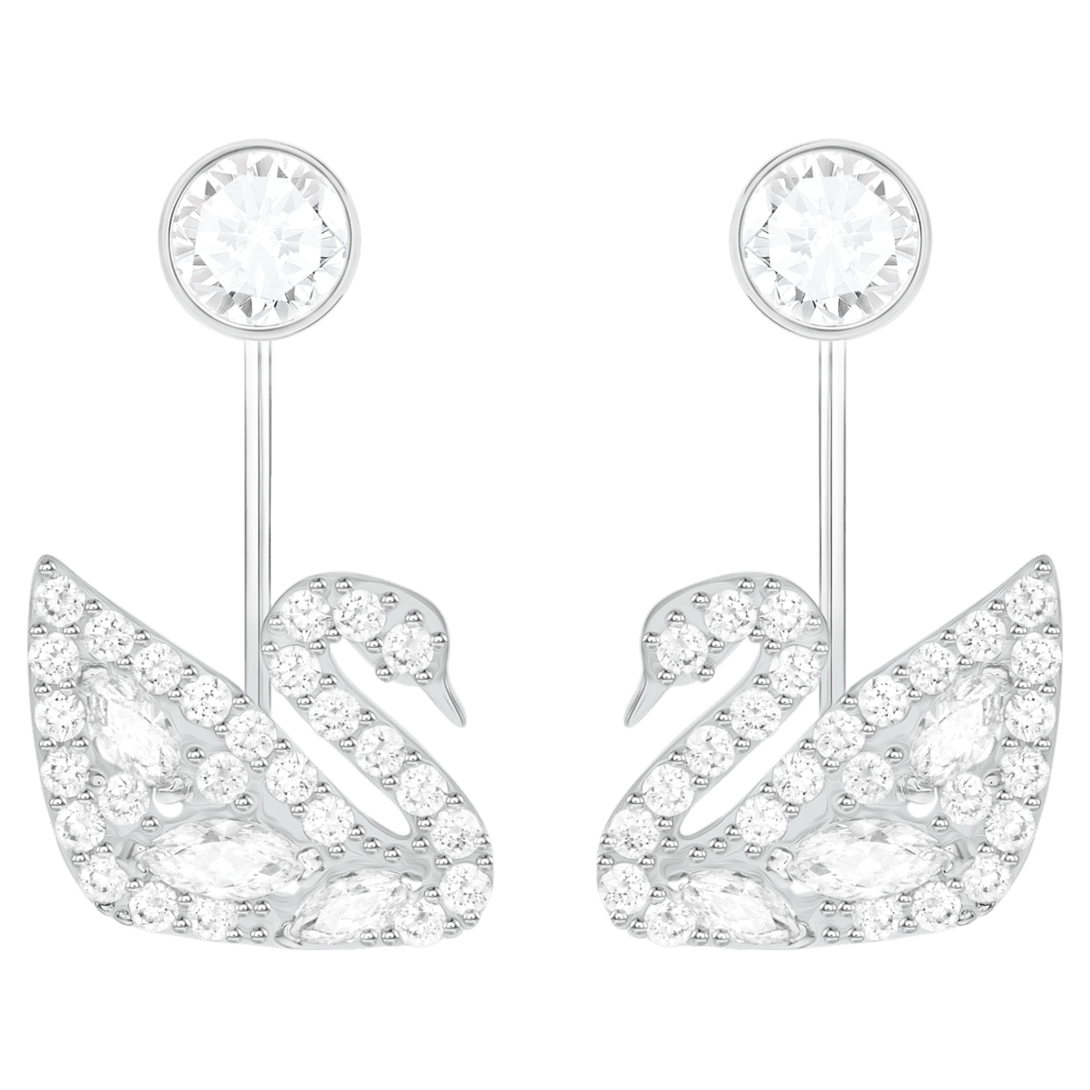 

Swarovski Swan Lake pierced earring jackets, White, Rhodium plated