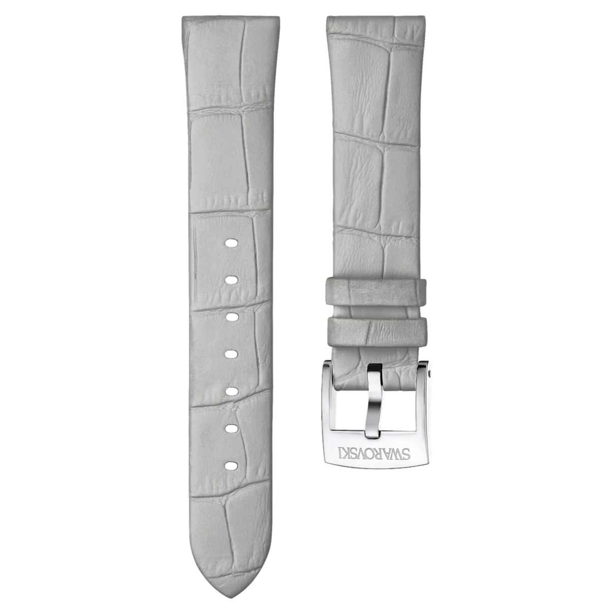 Swarovski 18mm Uhrenarmband, Leder, Grau, Edelstahl