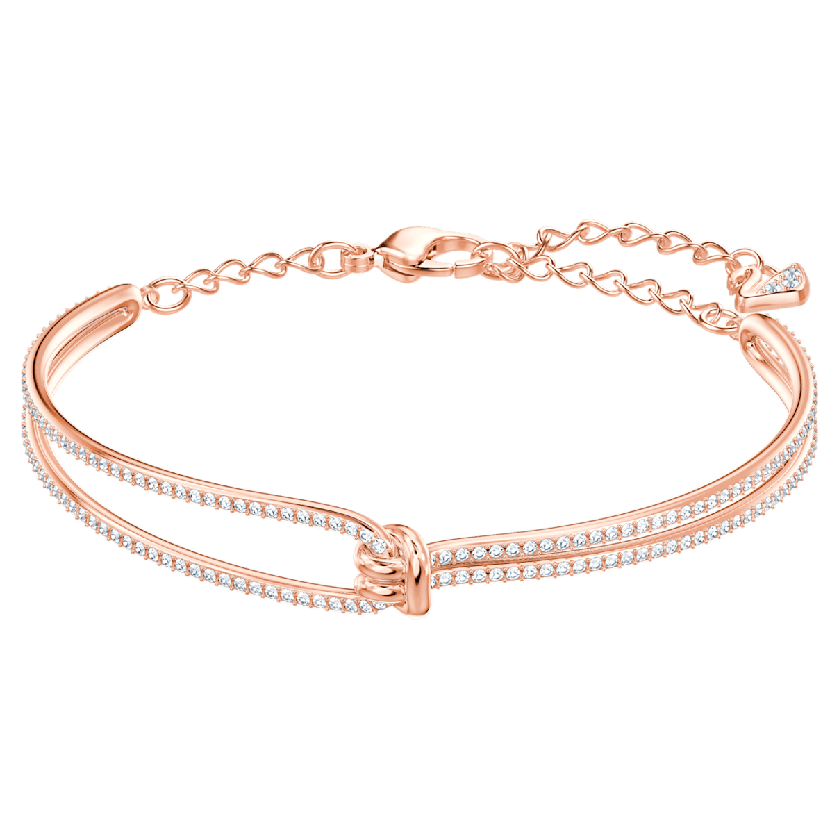 

Swarovski Lifelong 手镯, 绳结, 白色, 镀玫瑰金色调