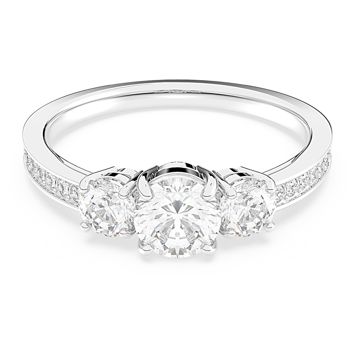 

Swarovski Attract Trilogy 링, 라운드 컷, 화이트, 로듐 플래팅