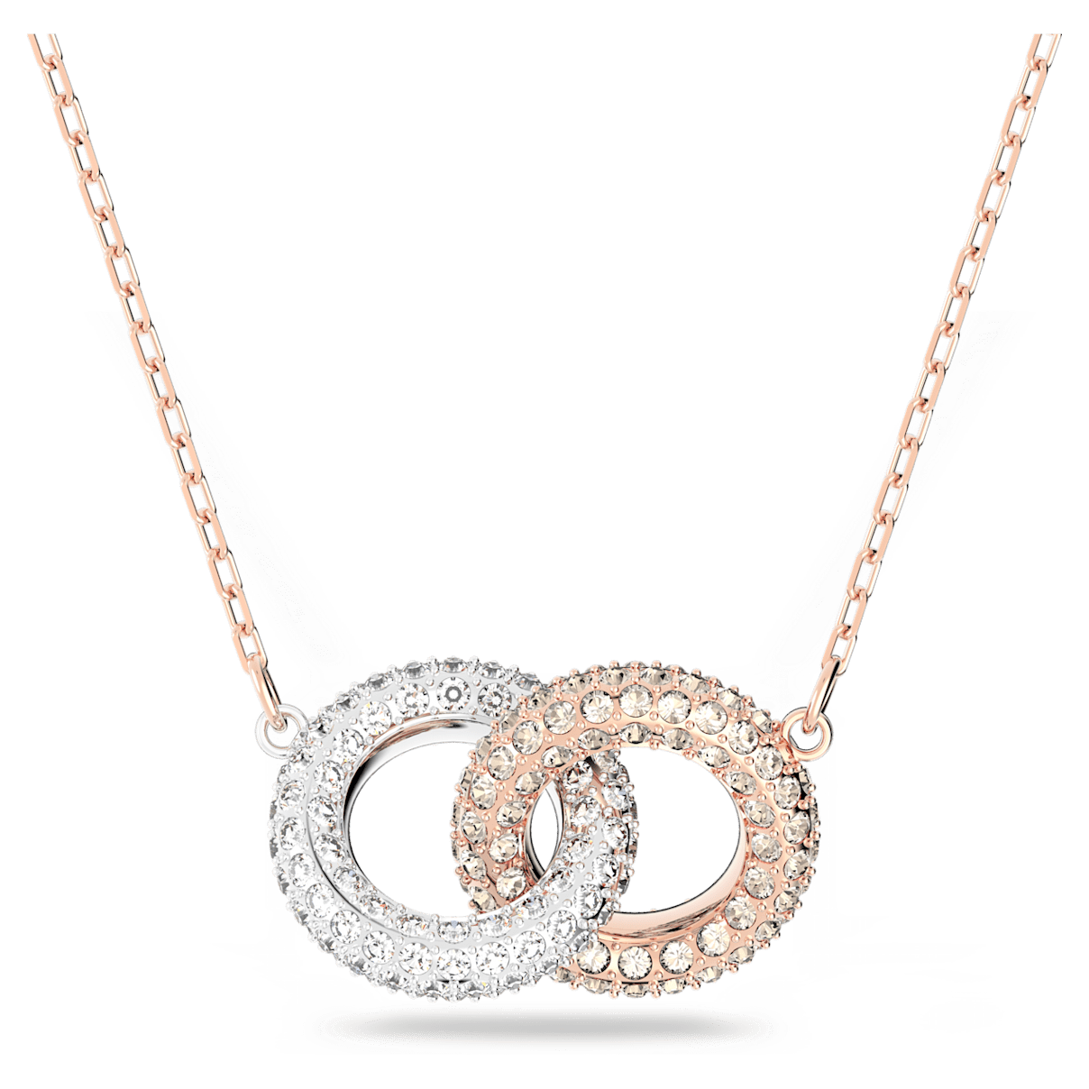 

Swarovski Stone 项链, 交错圆圈, 白色, 镀玫瑰金色调