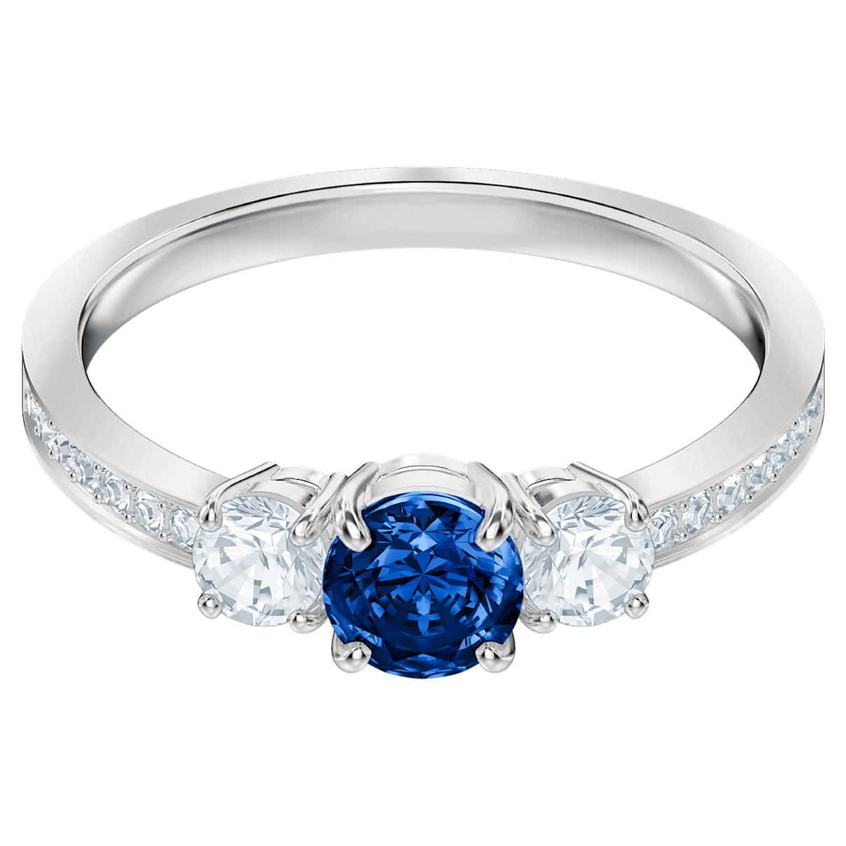 

Swarovski Attract Trilogy ring, Round, Blue, Rhodium plated