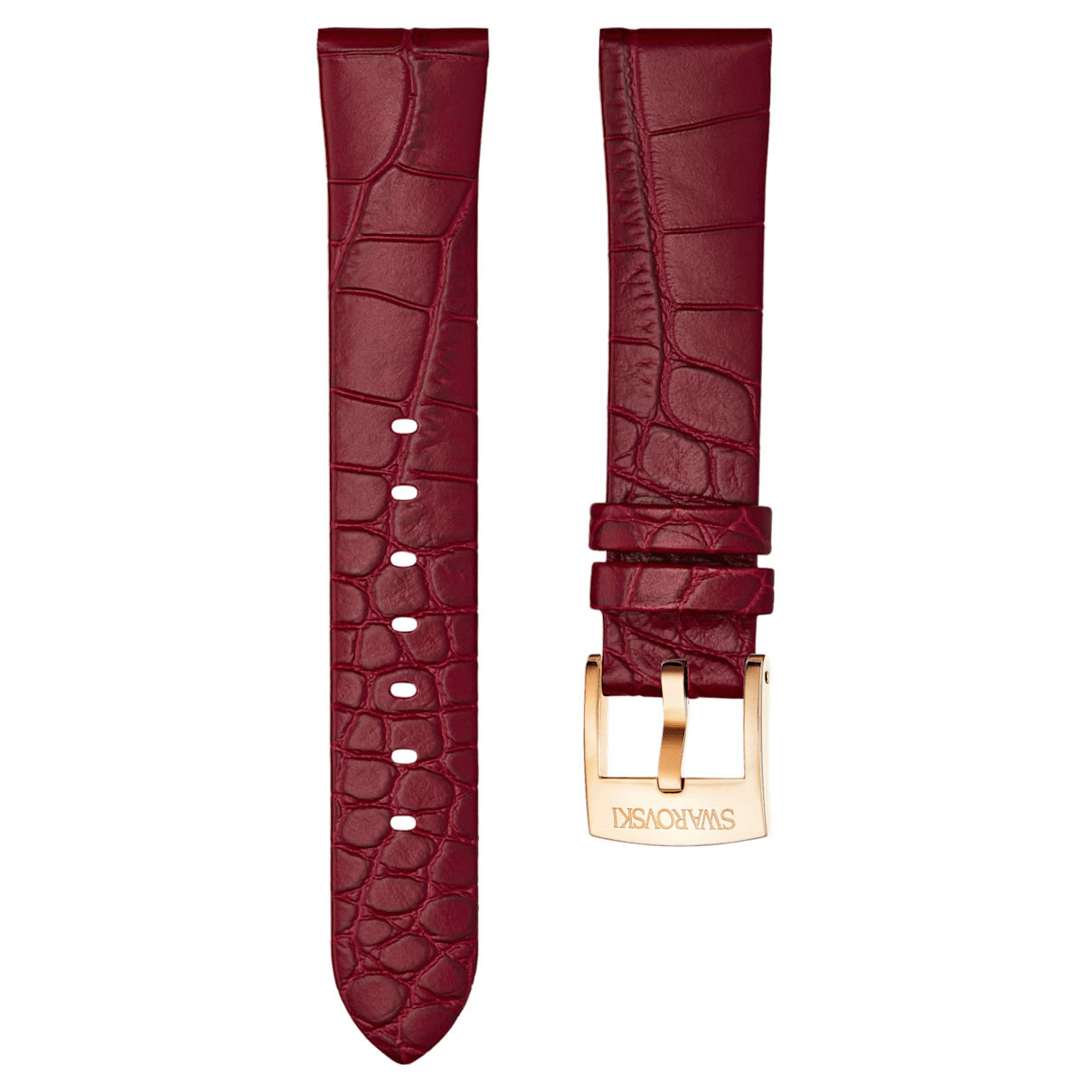 

Swarovski Bracelet de montre 18mm, Cuir, Bordeaux, Placage de ton or rosé