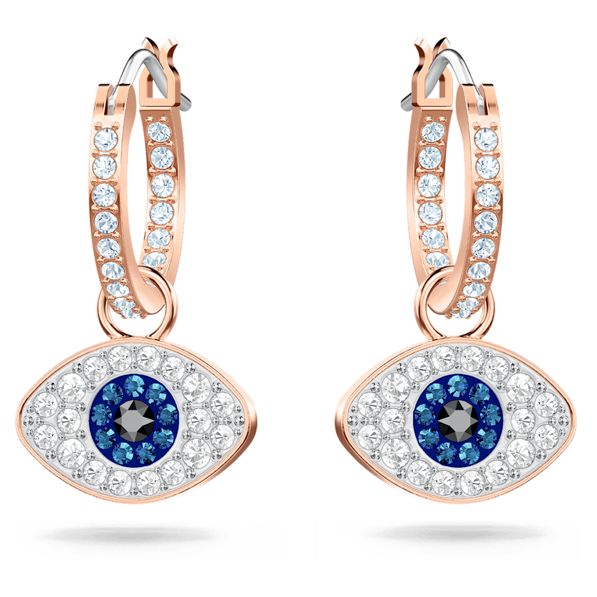 

Swarovski Symbolic 大圈耳环, Evil eye, 蓝色, 镀玫瑰金色调