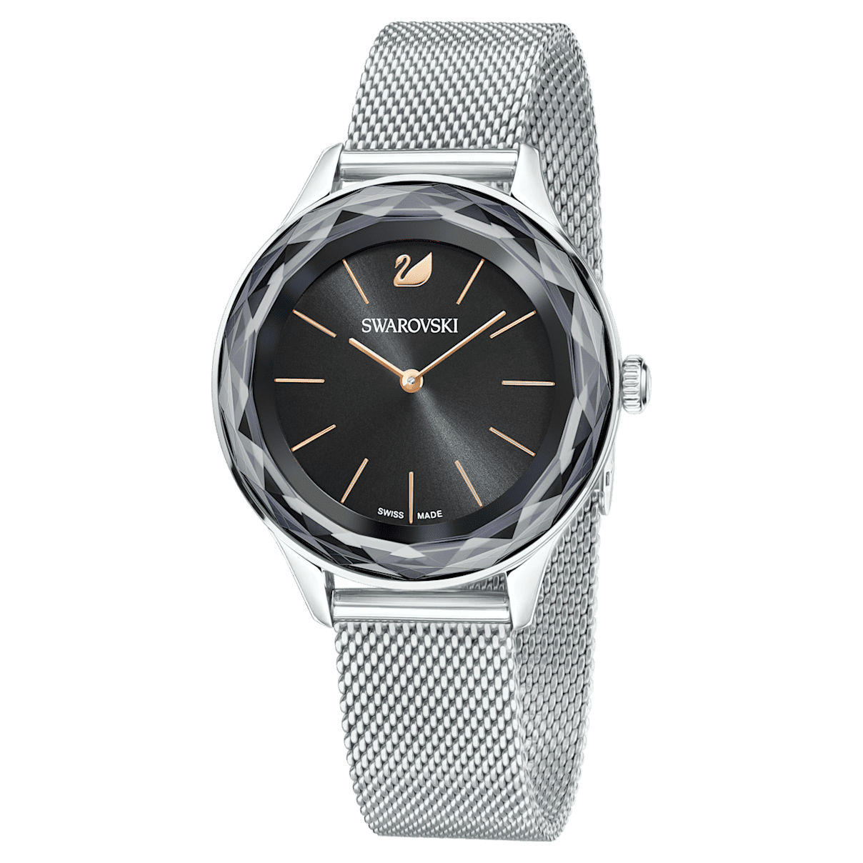 

Swarovski Octea Nova watch, Metal bracelet, Black, Stainless steel