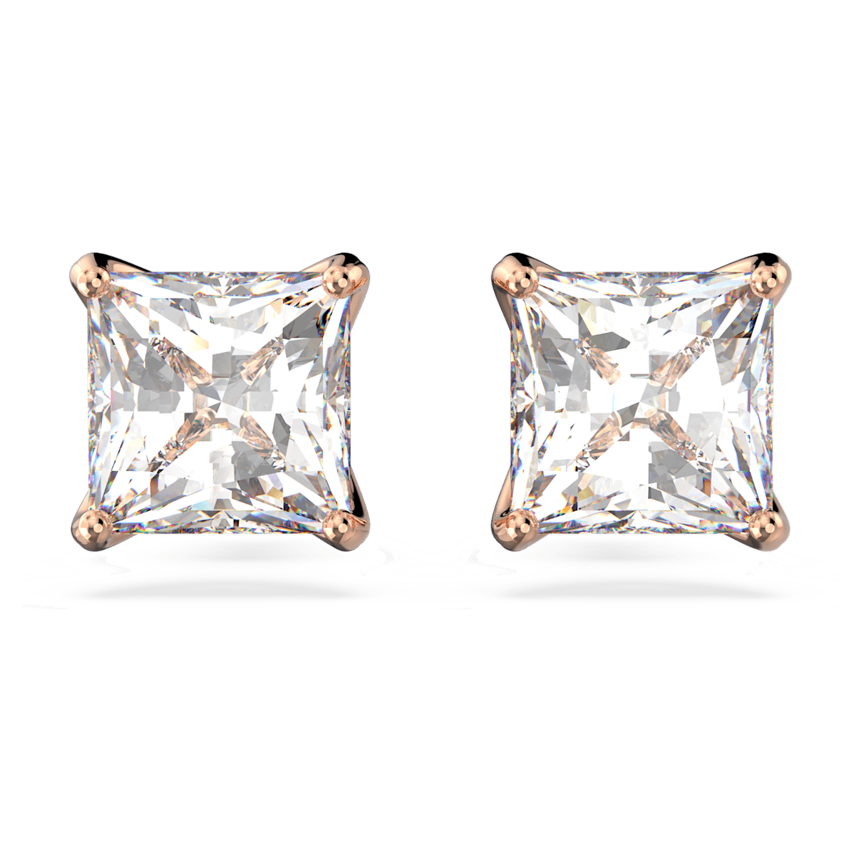 

Swarovski Attract stud earrings, Square cut, White, Rose gold-tone plated